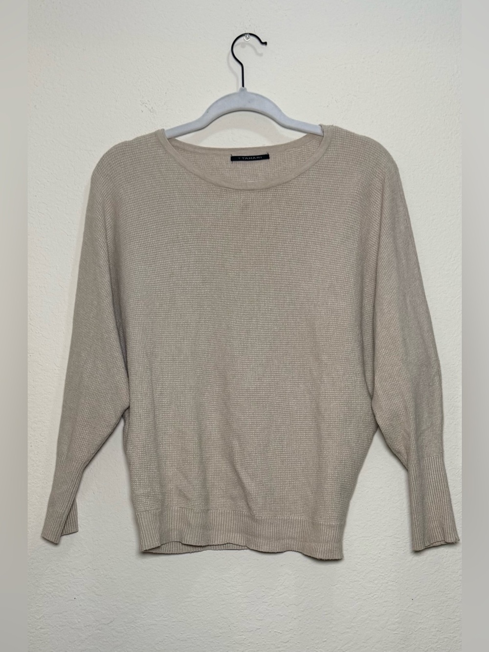Tahari Cream Knit Sweater Large Neutral Lightweight